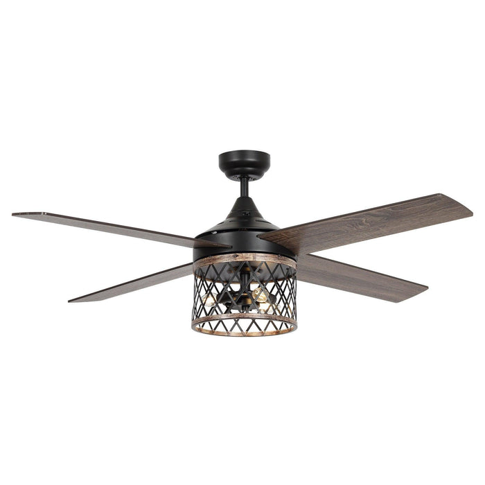52" Mirelle Farmhouse Downrod Mount Reversible Ceiling Fan with Lighting and Remote Control - Sweatfully