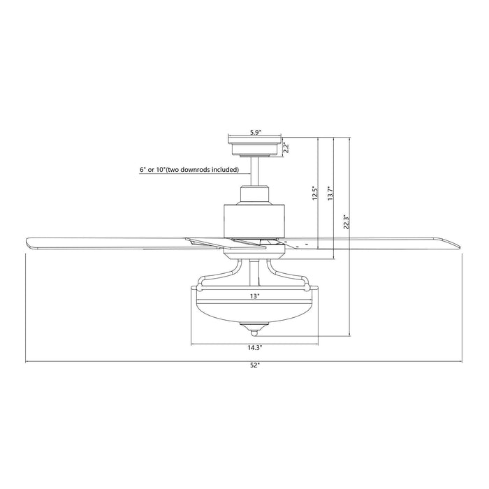52" Mumbai Industrial Downrod Mount Reversible Ceiling Fan with Lighting and Remote Control - Sweatfully