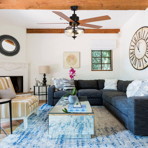 52" Mumbai Industrial Downrod Mount Reversible Ceiling Fan with Lighting and Remote Control - Sweatfully