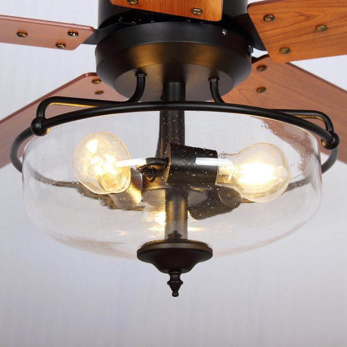 52" Mumbai Industrial Downrod Mount Reversible Ceiling Fan with Lighting and Remote Control - Sweatfully