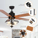 52" Mumbai Industrial Downrod Mount Reversible Ceiling Fan with Lighting and Remote Control - Sweatfully