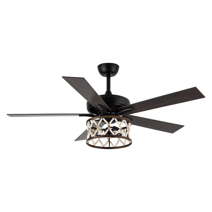 52" New Delhi Industrial Downrod Mount Reversible Ceiling Fan with Lighting and Remote Control - Sweatfully