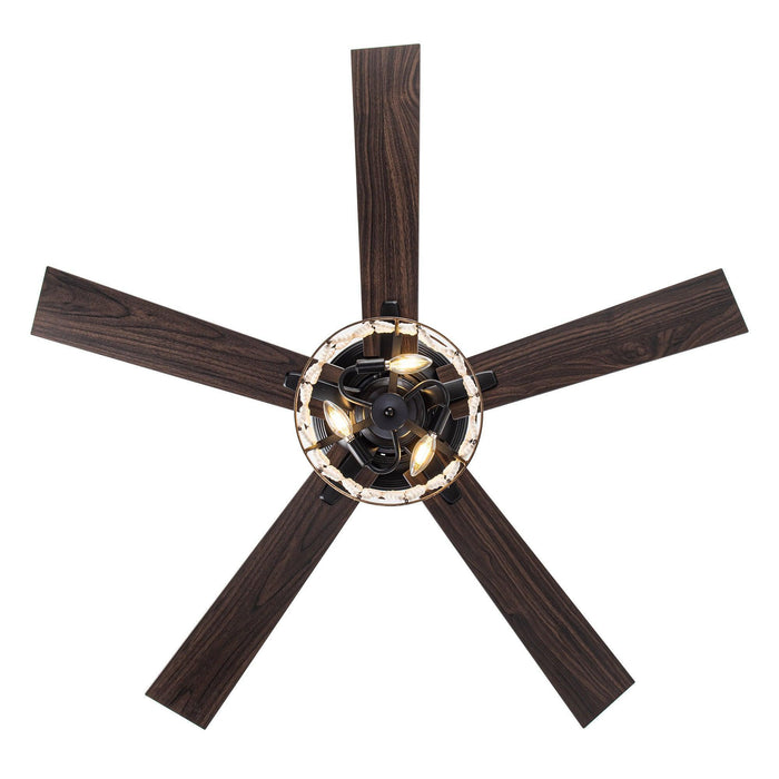 52" New Delhi Industrial Downrod Mount Reversible Ceiling Fan with Lighting and Remote Control - Sweatfully