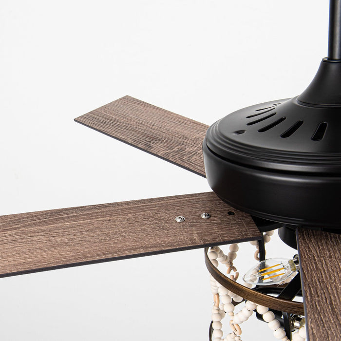 52" New Delhi Industrial Downrod Mount Reversible Ceiling Fan with Lighting and Remote Control - Sweatfully