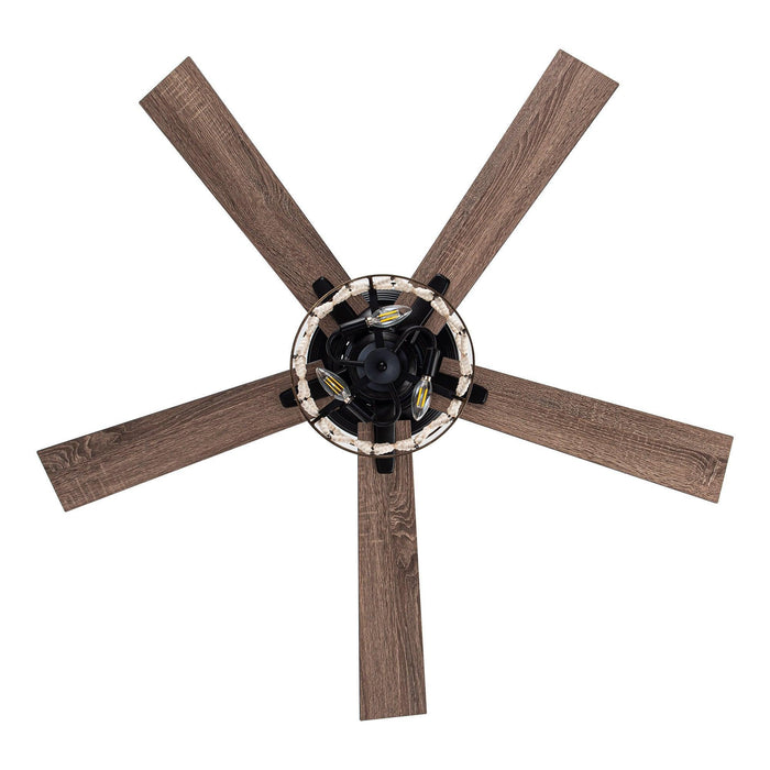 52" New Delhi Industrial Downrod Mount Reversible Ceiling Fan with Lighting and Remote Control - Sweatfully