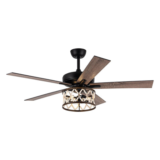 52" New Delhi Industrial Downrod Mount Reversible Ceiling Fan with Lighting and Remote Control - Sweatfully