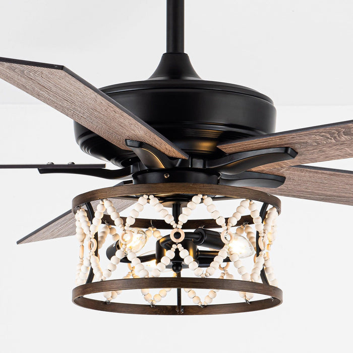52" New Delhi Industrial Downrod Mount Reversible Ceiling Fan with Lighting and Remote Control - Sweatfully