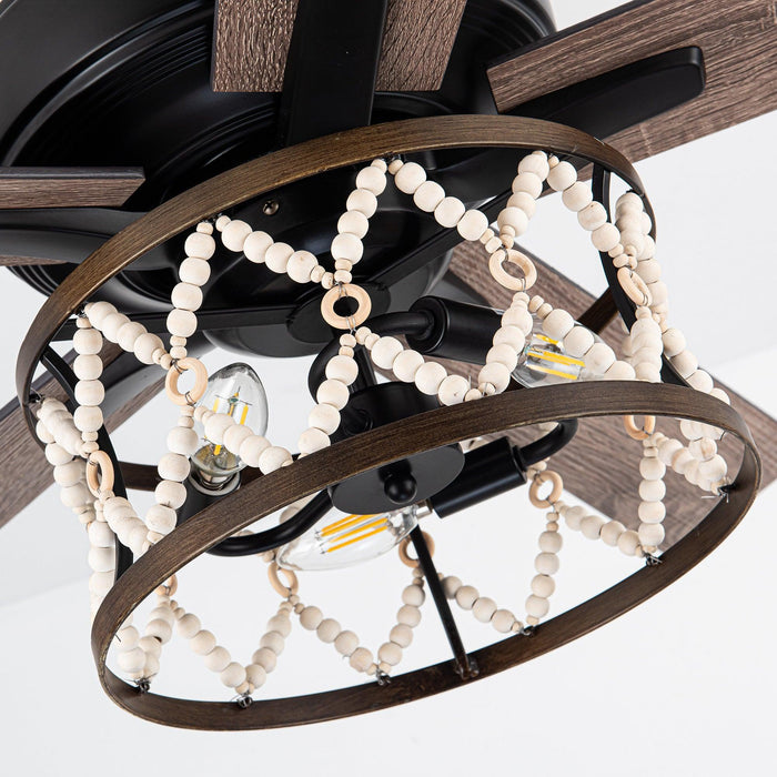 52" New Delhi Industrial Downrod Mount Reversible Ceiling Fan with Lighting and Remote Control - Sweatfully
