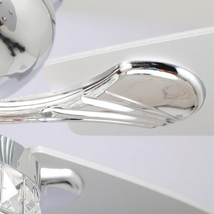 52" Panipat Modern Chrome Flush Mount Reversible Crystal Ceiling Fan with Lighting and Remote Control - Sweatfully