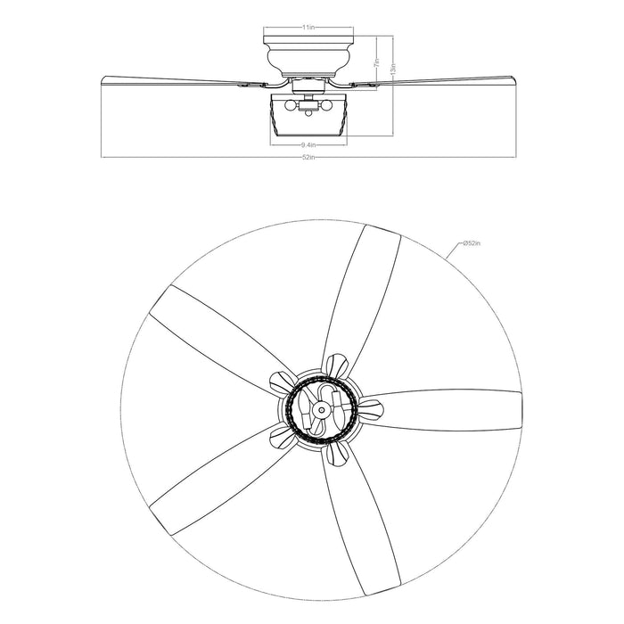 52" Panipat Modern Chrome Flush Mount Reversible Crystal Ceiling Fan with Lighting and Remote Control - Sweatfully