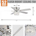 52" Panipat Modern Chrome Flush Mount Reversible Crystal Ceiling Fan with Lighting and Remote Control - Sweatfully