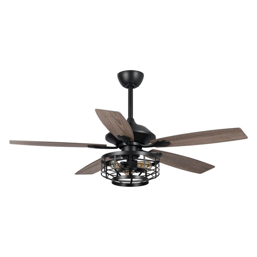 52" Paquette Industrial Downrod Mount Reversible Ceiling Fan with Lighting and Remote Control - Sweatfully
