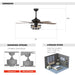 52" Paquette Industrial Downrod Mount Reversible Ceiling Fan with Lighting and Remote Control - Sweatfully