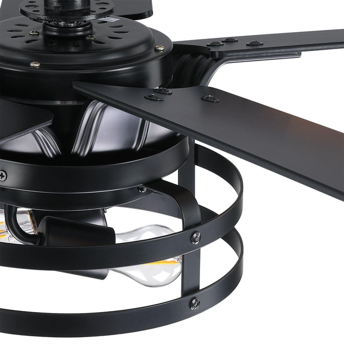 52" Prayag Industrial Downrod Mount Reversible Ceiling Fan with Lighting and Remote Control - Sweatfully