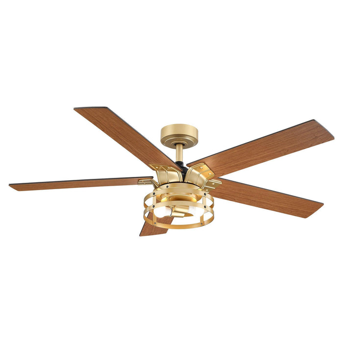 52" Prayag Industrial Downrod Mount Reversible Ceiling Fan with Lighting and Remote Control - Sweatfully