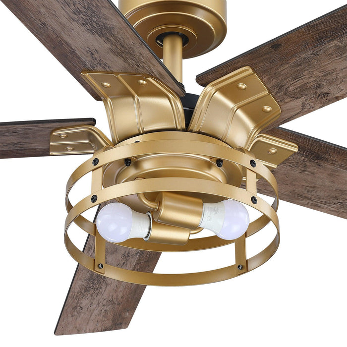52" Prayag Industrial Downrod Mount Reversible Ceiling Fan with Lighting and Remote Control - Sweatfully