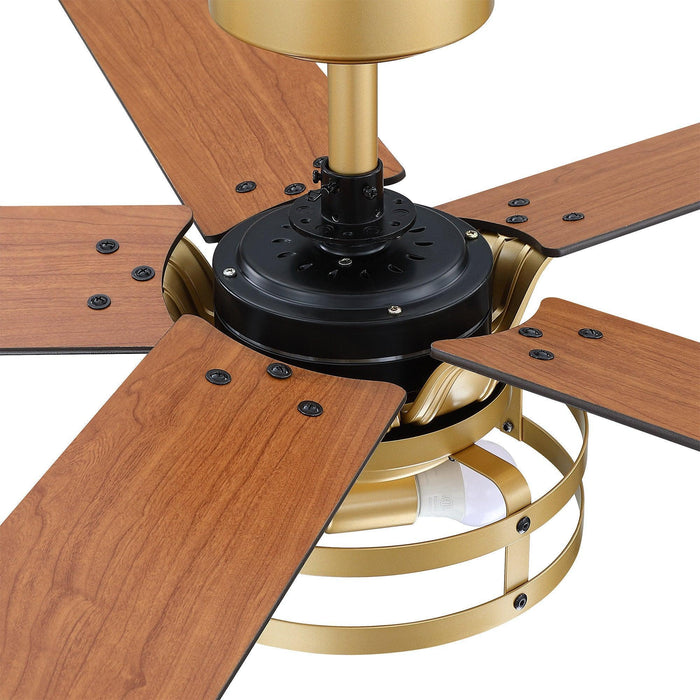 52" Prayag Industrial Downrod Mount Reversible Ceiling Fan with Lighting and Remote Control - Sweatfully