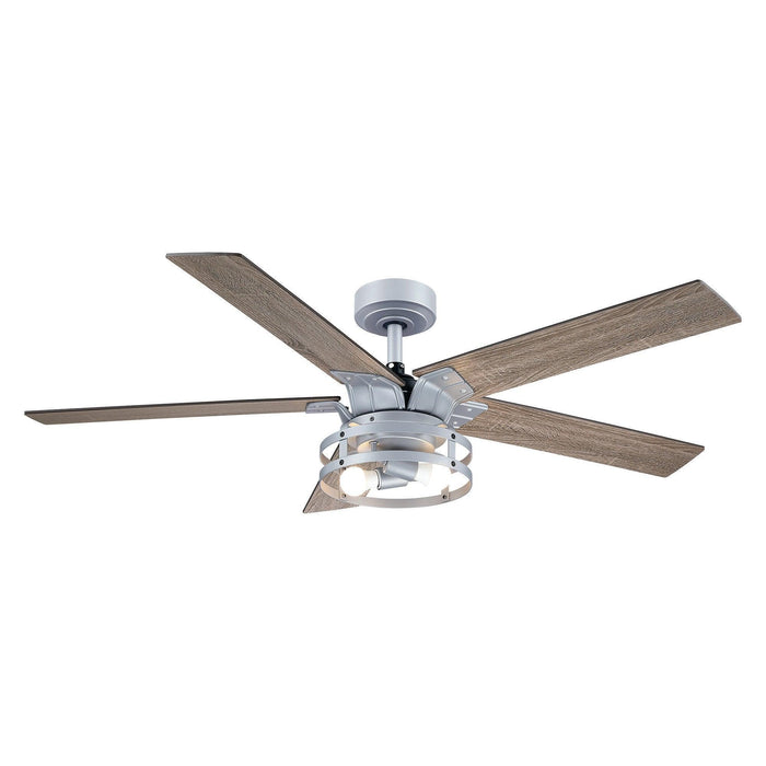 52" Prayag Industrial Downrod Mount Reversible Ceiling Fan with Lighting and Remote Control - Sweatfully