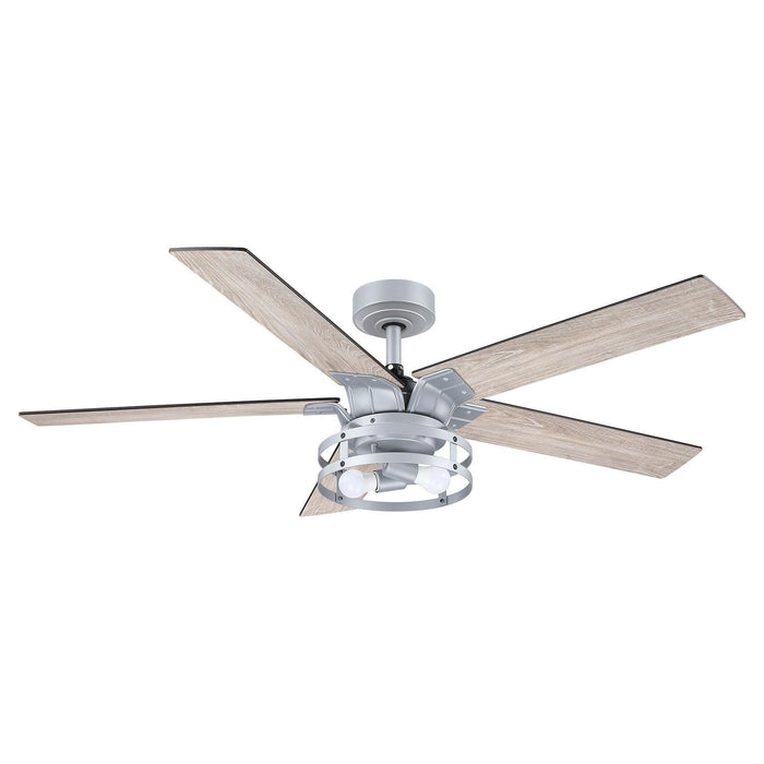 52" Prayag Industrial Downrod Mount Reversible Ceiling Fan with Lighting and Remote Control - Sweatfully