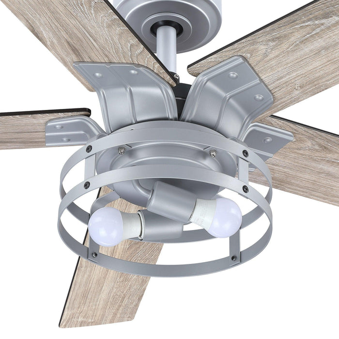52" Prayag Industrial Downrod Mount Reversible Ceiling Fan with Lighting and Remote Control - Sweatfully