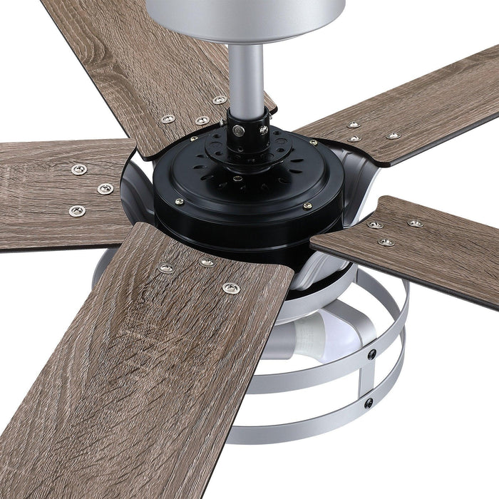 52" Prayag Industrial Downrod Mount Reversible Ceiling Fan with Lighting and Remote Control - Sweatfully