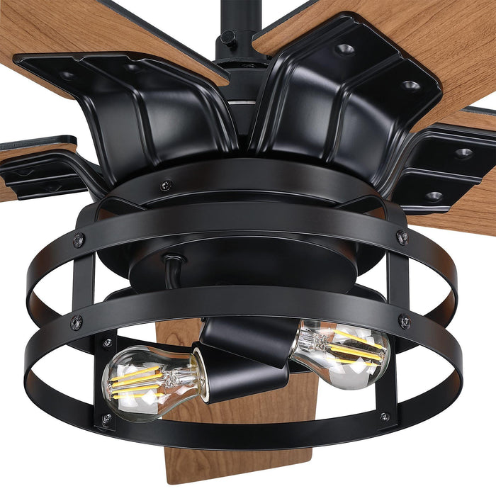 52" Prayag Industrial Downrod Mount Reversible Ceiling Fan with Lighting and Remote Control - Sweatfully