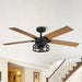 52" Prayag Industrial Downrod Mount Reversible Ceiling Fan with Lighting and Remote Control - Sweatfully