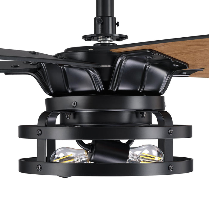 52" Prayag Industrial Downrod Mount Reversible Ceiling Fan with Lighting and Remote Control - Sweatfully