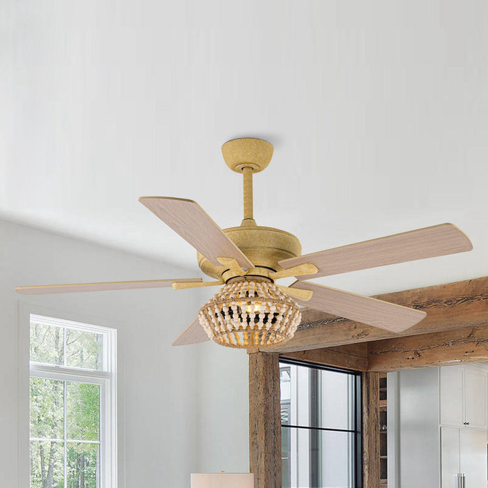 52" Pune Farmhouse Downrod Mount Reversible Ceiling Fan with Lighting and Remote Control - Sweatfully