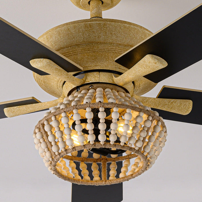 52" Pune Farmhouse Downrod Mount Reversible Ceiling Fan with Lighting and Remote Control - Sweatfully