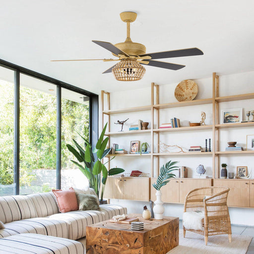 52" Pune Farmhouse Downrod Mount Reversible Ceiling Fan with Lighting and Remote Control - Sweatfully