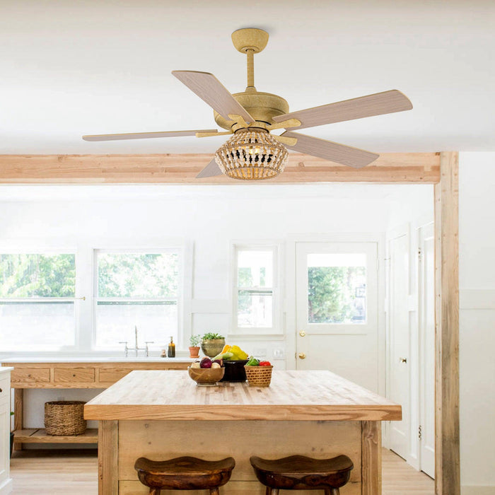 52" Pune Farmhouse Downrod Mount Reversible Ceiling Fan with Lighting and Remote Control - Sweatfully