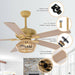 52" Pune Farmhouse Downrod Mount Reversible Ceiling Fan with Lighting and Remote Control - Sweatfully