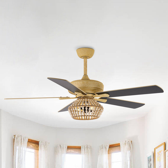 52" Pune Farmhouse Downrod Mount Reversible Ceiling Fan with Lighting and Remote Control - Sweatfully