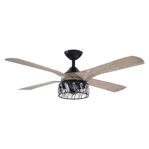 52" Tata Nagar Farmhouse Downrod Mount Reversible Crystal Ceiling Fan with Lighting and Remote Control - Sweatfully