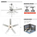 52" Tibuh Modern Downrod Mount Reversible Crystal Ceiling Fan with Lighting and Remote Control - Sweatfully