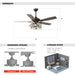 52" Tibuh Modern Downrod Mount Reversible Crystal Ceiling Fan with Lighting and Remote Control - Sweatfully