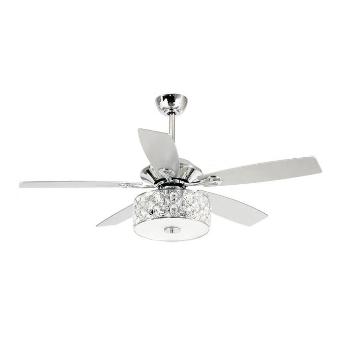 52" Tibuh Modern Downrod Mount Reversible Crystal Ceiling Fan with Lighting and Remote Control - Sweatfully