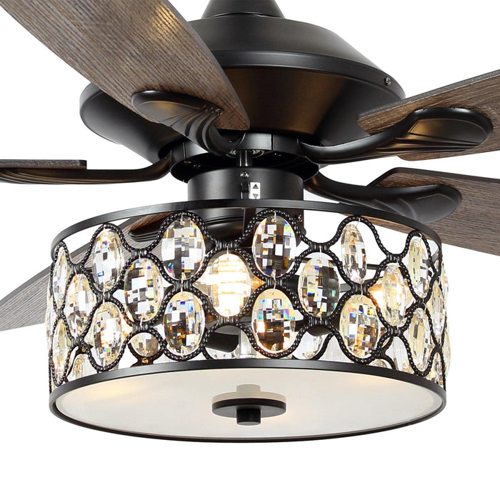 52" Tibuh Modern Downrod Mount Reversible Crystal Ceiling Fan with Lighting and Remote Control - Sweatfully