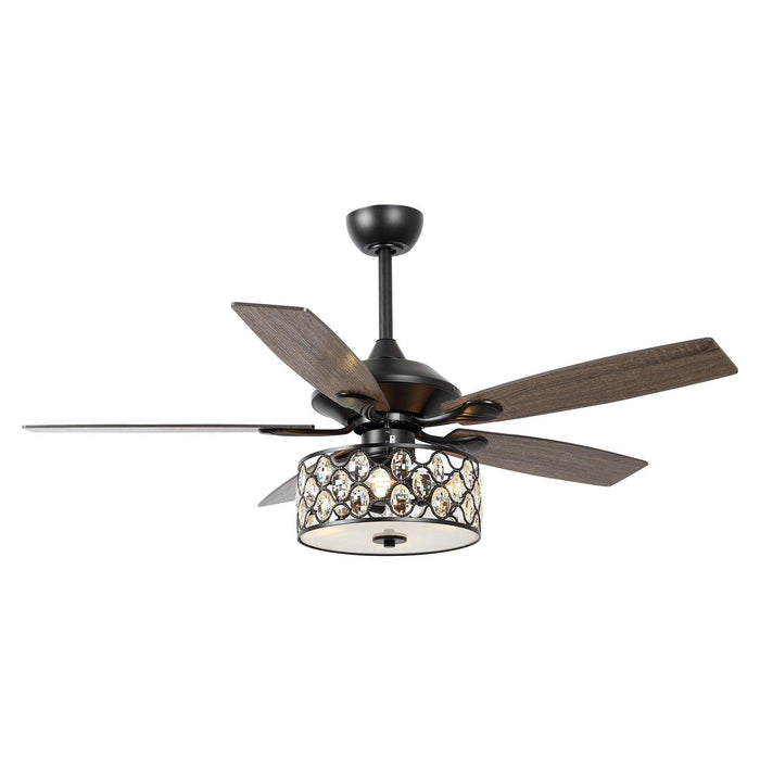 52" Tibuh Modern Downrod Mount Reversible Crystal Ceiling Fan with Lighting and Remote Control - Sweatfully