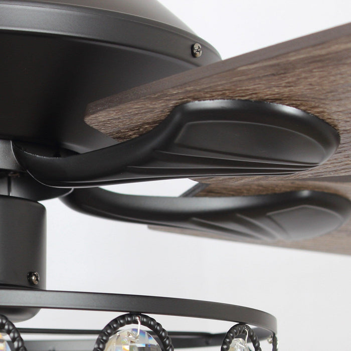 52" Tibuh Modern Downrod Mount Reversible Crystal Ceiling Fan with Lighting and Remote Control - Sweatfully