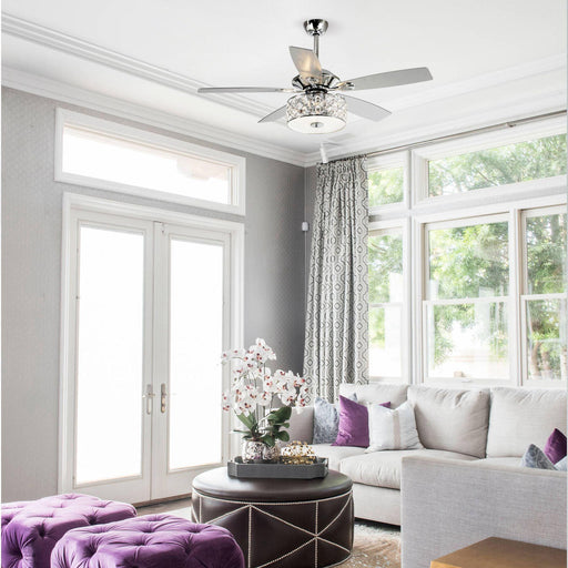 52" Tibuh Modern Downrod Mount Reversible Crystal Ceiling Fan with Lighting and Remote Control - Sweatfully