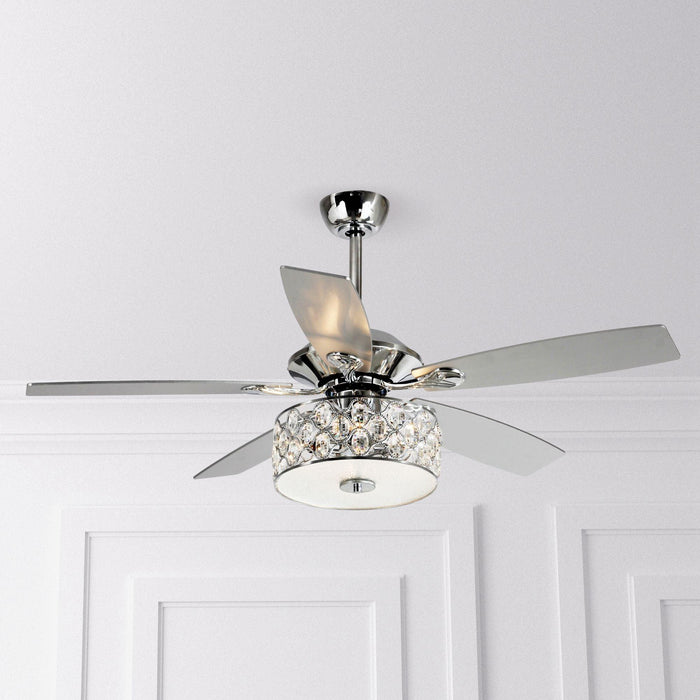 52" Tibuh Modern Downrod Mount Reversible Crystal Ceiling Fan with Lighting and Remote Control - Sweatfully
