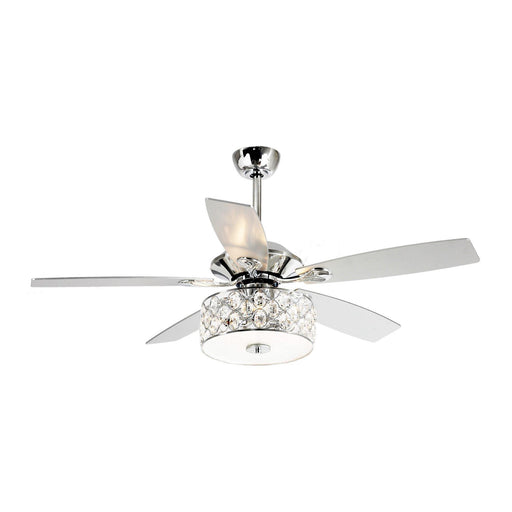 52" Tibuh Modern Downrod Mount Reversible Crystal Ceiling Fan with Lighting and Remote Control - Sweatfully