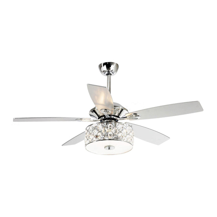 52" Tibuh Modern Downrod Mount Reversible Crystal Ceiling Fan with Lighting and Remote Control - Sweatfully