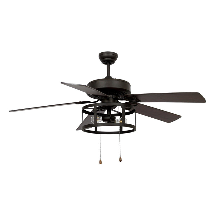 52" Urbana Downrod Mount Reversible Industrial Ceiling Fan with Lighting and Pull Chain - Sweatfully