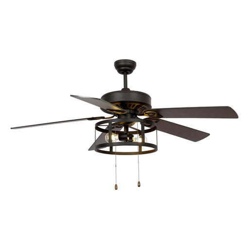 52" Urbana Downrod Mount Reversible Industrial Ceiling Fan with Lighting and Pull Chain - Sweatfully