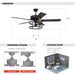 52" Urbana Downrod Mount Reversible Industrial Ceiling Fan with Lighting and Pull Chain - Sweatfully