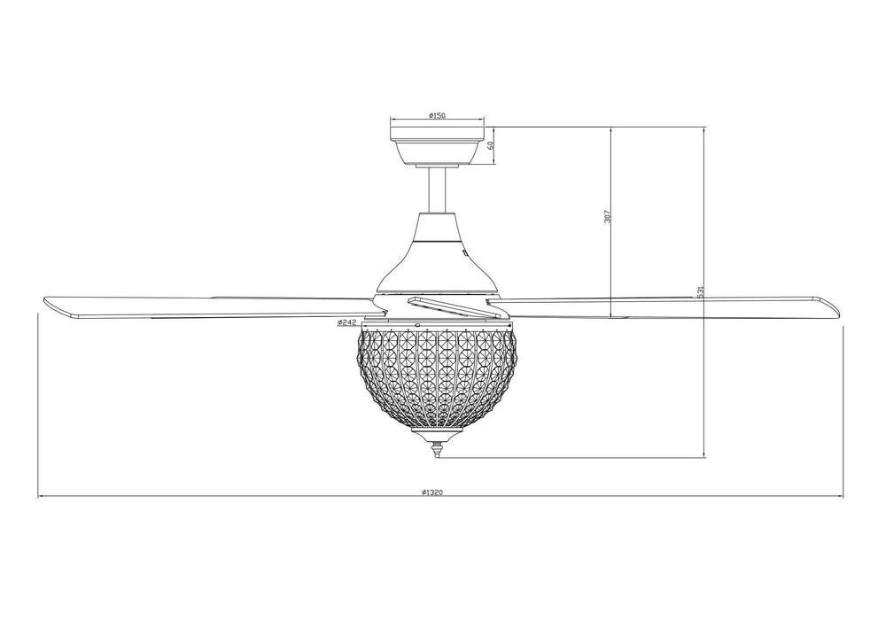 52" Varanasi Traditional Downrod Mount Ceiling Fan with Lighting and Remote Control - Sweatfully