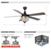 52" Varanasi Traditional Downrod Mount Ceiling Fan with Lighting and Remote Control - Sweatfully